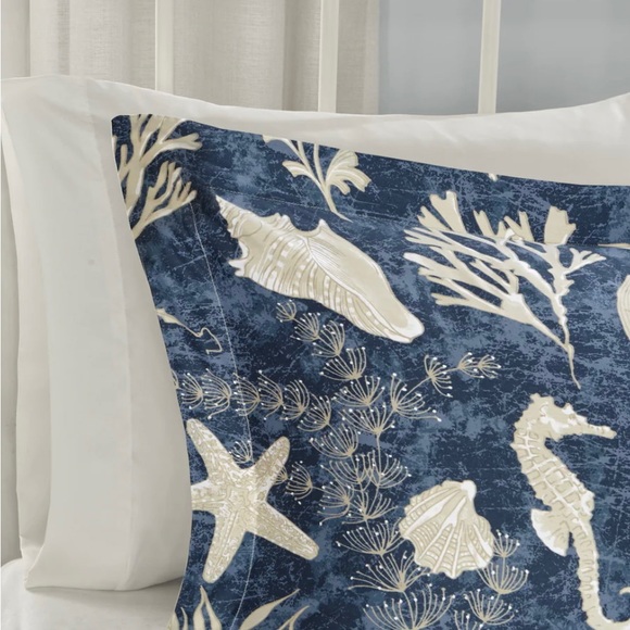 Madison Park Chatham Blue 7-piece Cotton Sateen Comforter Set Queen - Picture 3 of 10